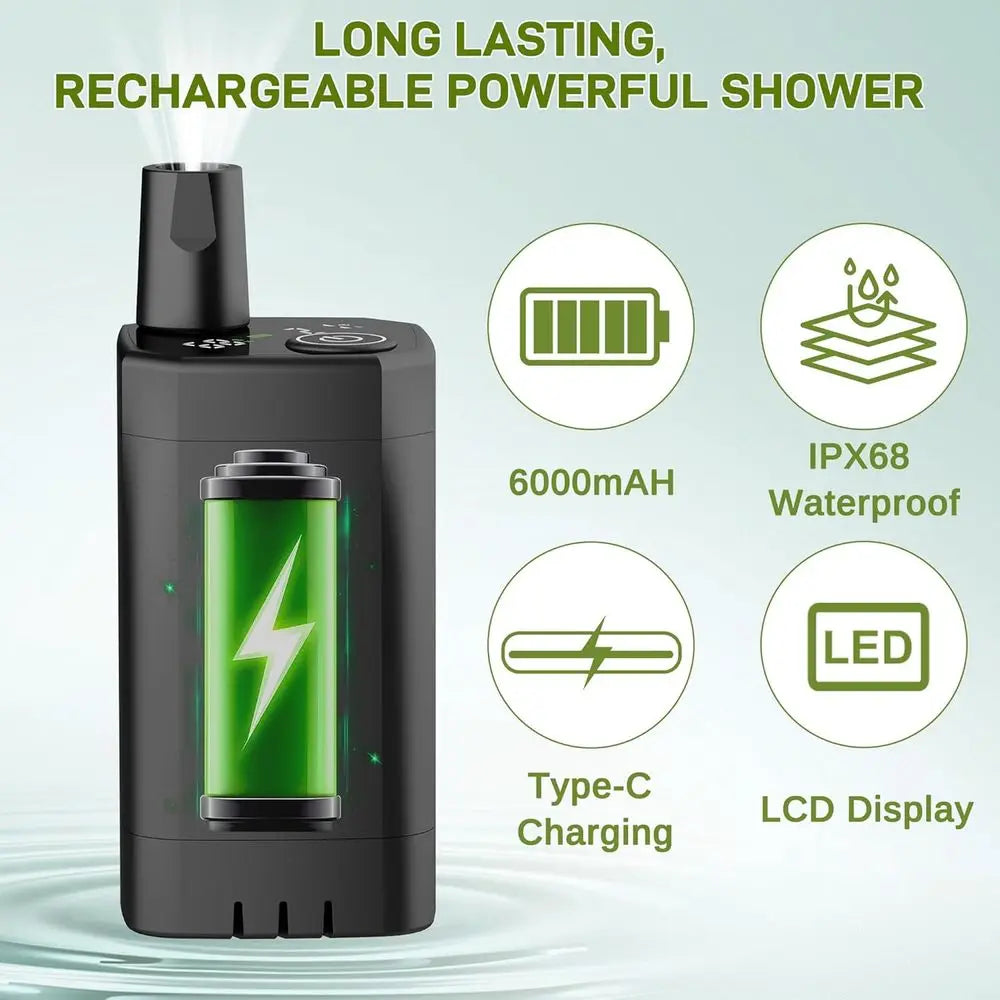 Portable Camping Shower, Pop Up Privacy Tent Kit with LED Light and Foldable Toilet, 6000mAh LCD Screen Shower Pump, 5.3 Gallons