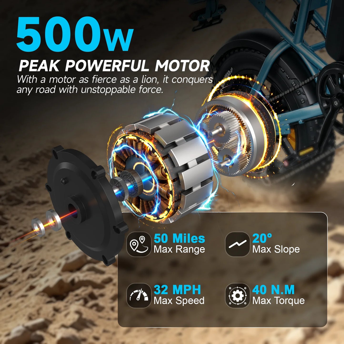 OBX 500W Electric Bike for Adults Max 25MPH+ Battery 36V 13AH E-Bike Electric Bicycle 16x4" Fat Tire Mountain Bike