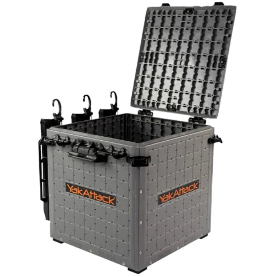 Pak Pro 13" x 13" Fishing Crate with 3 Rod Holders - Compact Tackle Storage Box and Gear Organizer for Kayaks Lightweight, Dura