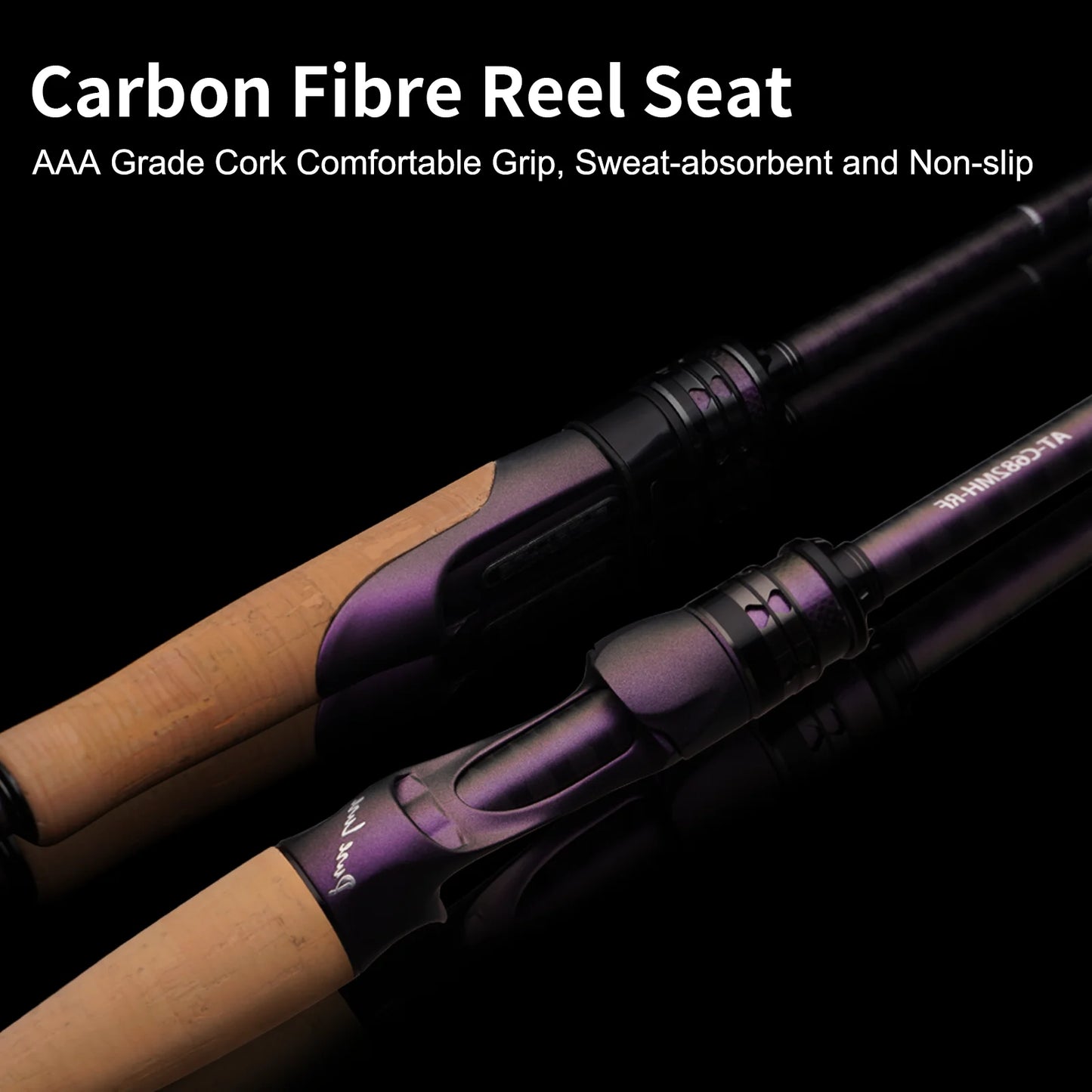 PURELURE ACUTEVIOLET Bass Fishing Rod Spinning Baitcasting Rod  36T Carbon Fiber Jerkbait Rod 2 Piece Regular Fast Action Titanium Frame Guide with Torzite Ring Carbon Reel Seat