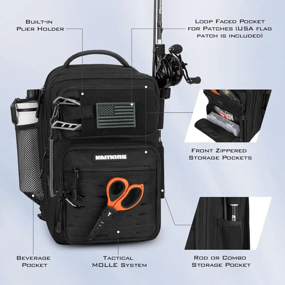 Lightweight Tactical Sling Backpack for Fishing Gear and Equipment