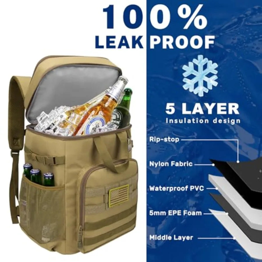43L Cooler Backpack 45/55 Cans Insulated Leak Proof Tactical Backpack2 Insulated Comaprtments Thermal Bag Large Lunch Outdoor B