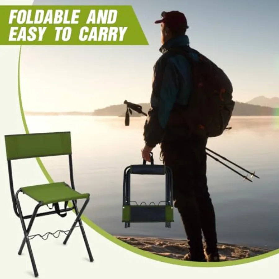 2 Pcs Summer Folding Fishing Chair with Rod Holder Hunting Camping Chairs for Adults Outdoor Portable Folding Chair for Men Wom
