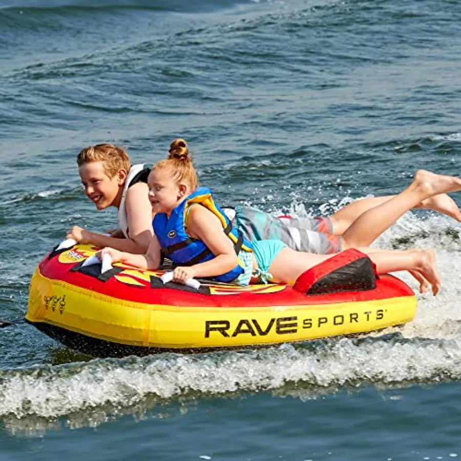 Boat Towable Tube - Iatable Boating Tube for 1-2 Riders - Heavy-Duty Water Tube for Boats to Pull - Water Sports Towable with Q