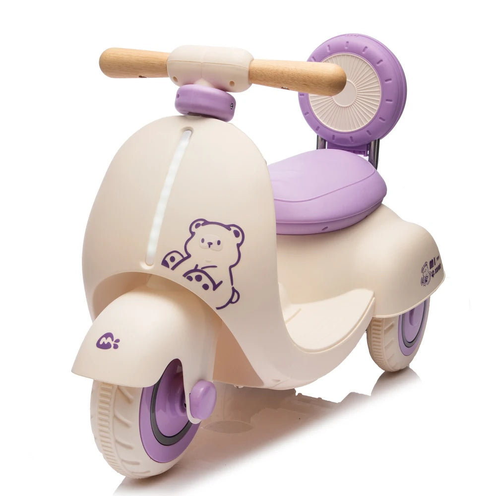12V Kids Ride On Electric Motorcycle,Toddler Scooter W/Parents Control,Three-Wheel Stable Design,Special Wooden Handle,Smoother Output and Slow Start&Stop,More Suitable For 1-3 Years BABY's First Toy.