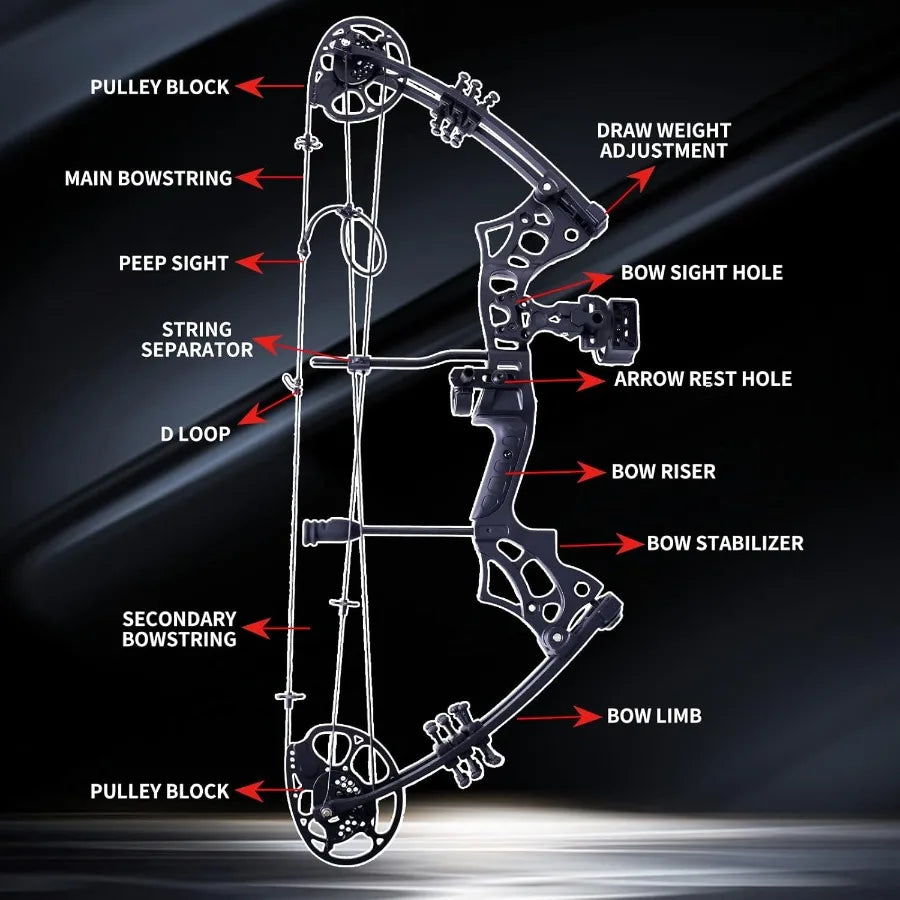 Compound Bow and Arrow Set for Adults Archery Shooting Bow Adjustable 3065LBS Composite Bow Combination 19.530 Draw Length Hunt