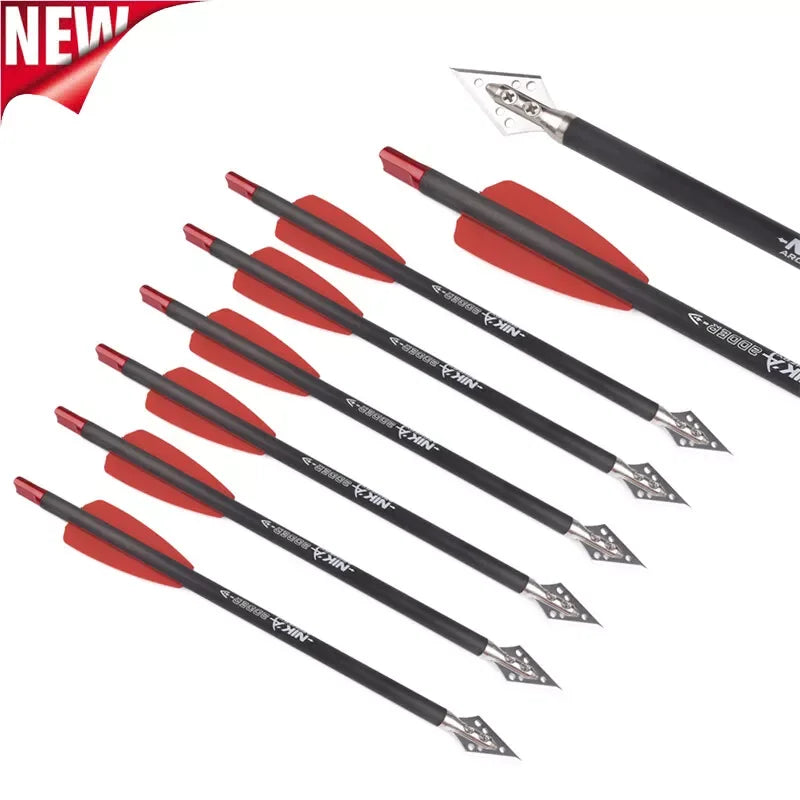 3-6pcs 7.5in Crossbow Bolts Carbon Arrows 2" Vanes Crossbow Hunting with Broadhead