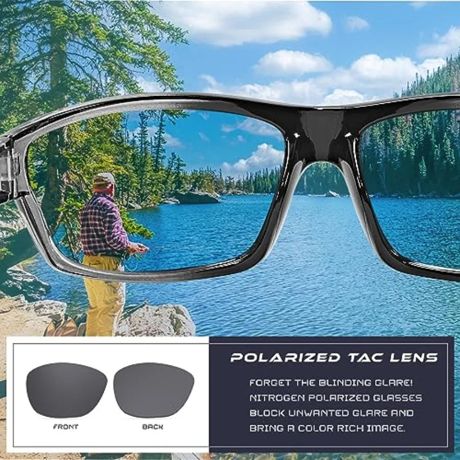 Nitrogen Polarized Wrap Around Sport Sunglasses for Men Women UV400 Driving Fishing Running Sun Glasses