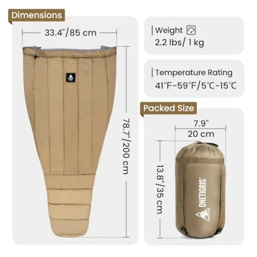 Outback camping, hiking, backpacking, hammock use: Featherlite ultralight sleeping quilt in charcoal gray, 35oz weight, 40F war