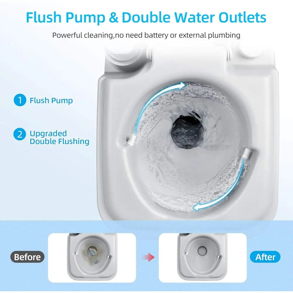 Portable Toilet, Camping Toilet, Travel RV Toilet,5.3 Gallon Detachable Waste Tank, Double Water Spouts, Portable Toilet for Cam