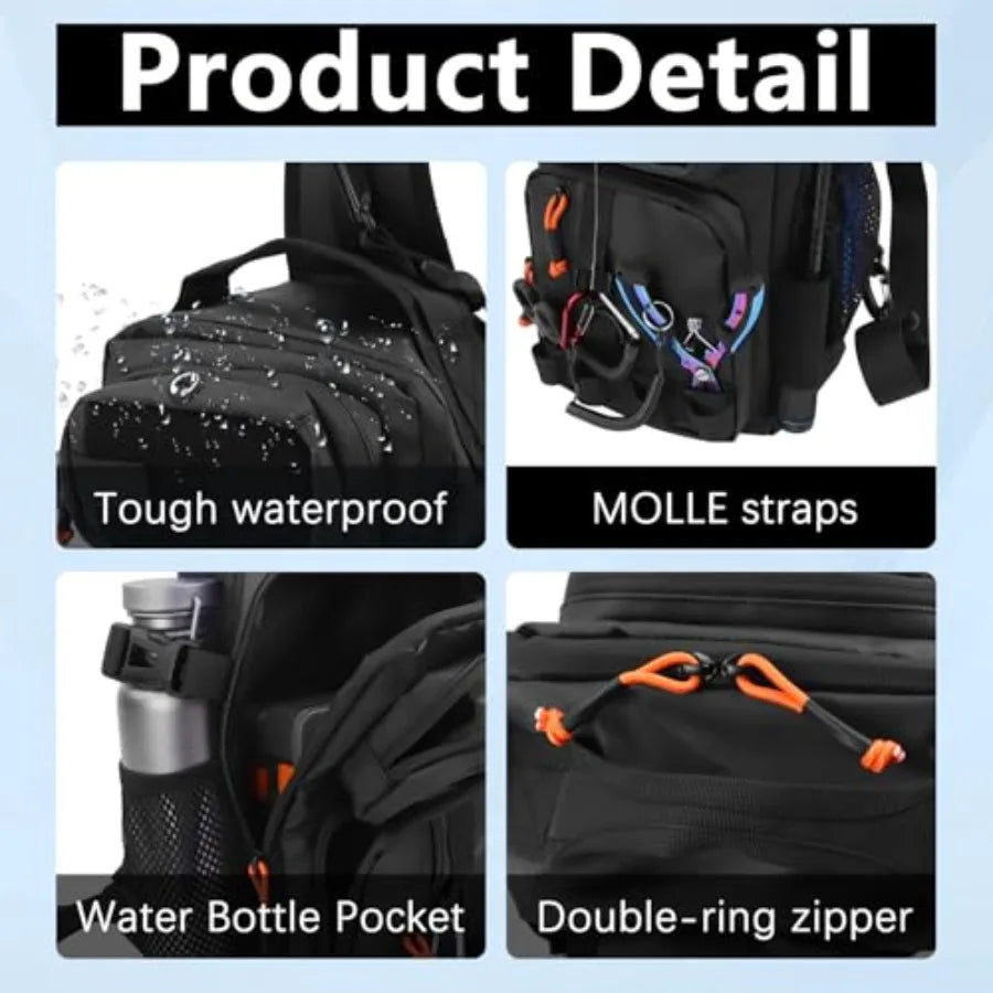 Fishing Backpack with Tackle BoxesWaterproof Fishing Shoulder Bag for Fishing Gear Fish Bag with 136 Pcs Fishing Lures Kit Fish