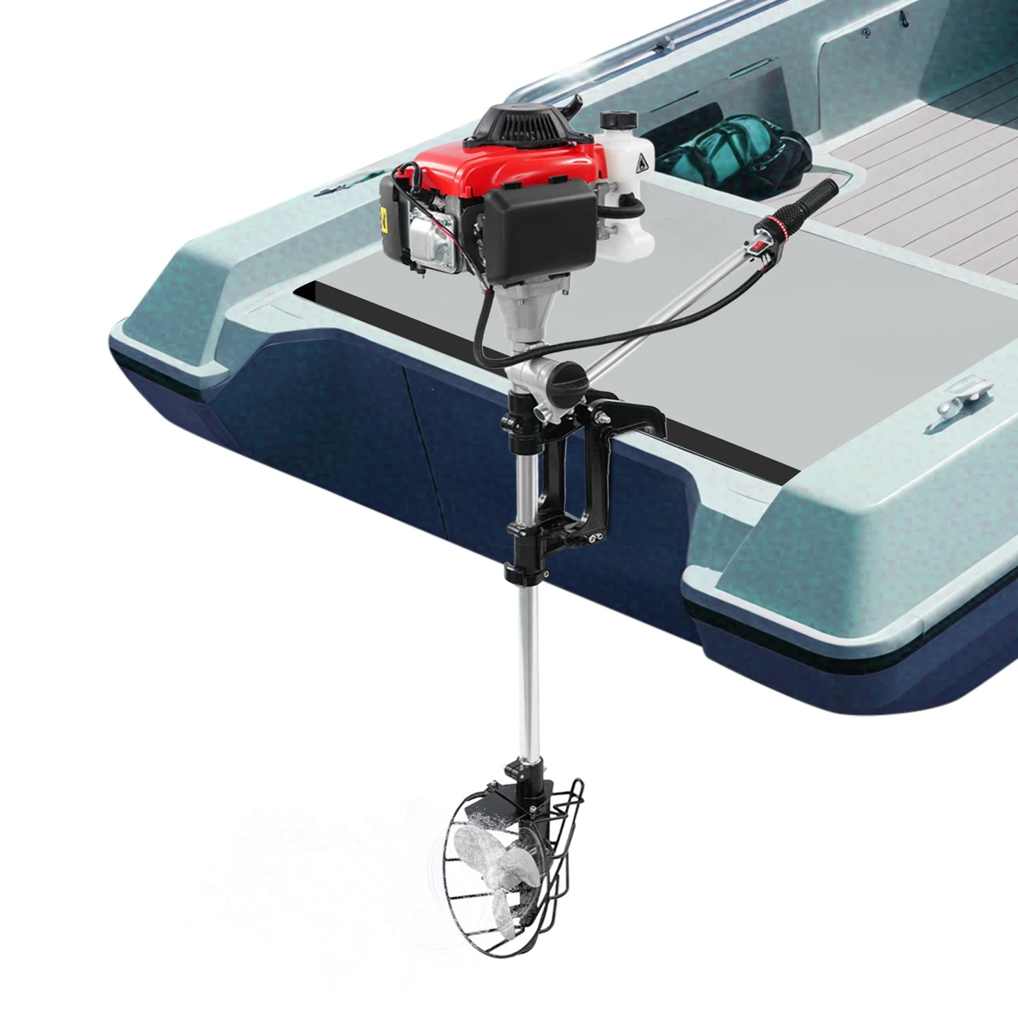 4-Stroke 4.0HP Gasoline Outboard Motor, Single Cylinder Boat Outboard Engine, Air-Cooling Marine Motor With 3-blade Propeller For Kayaks, Canoes, Dinghies, Inflatable Boats