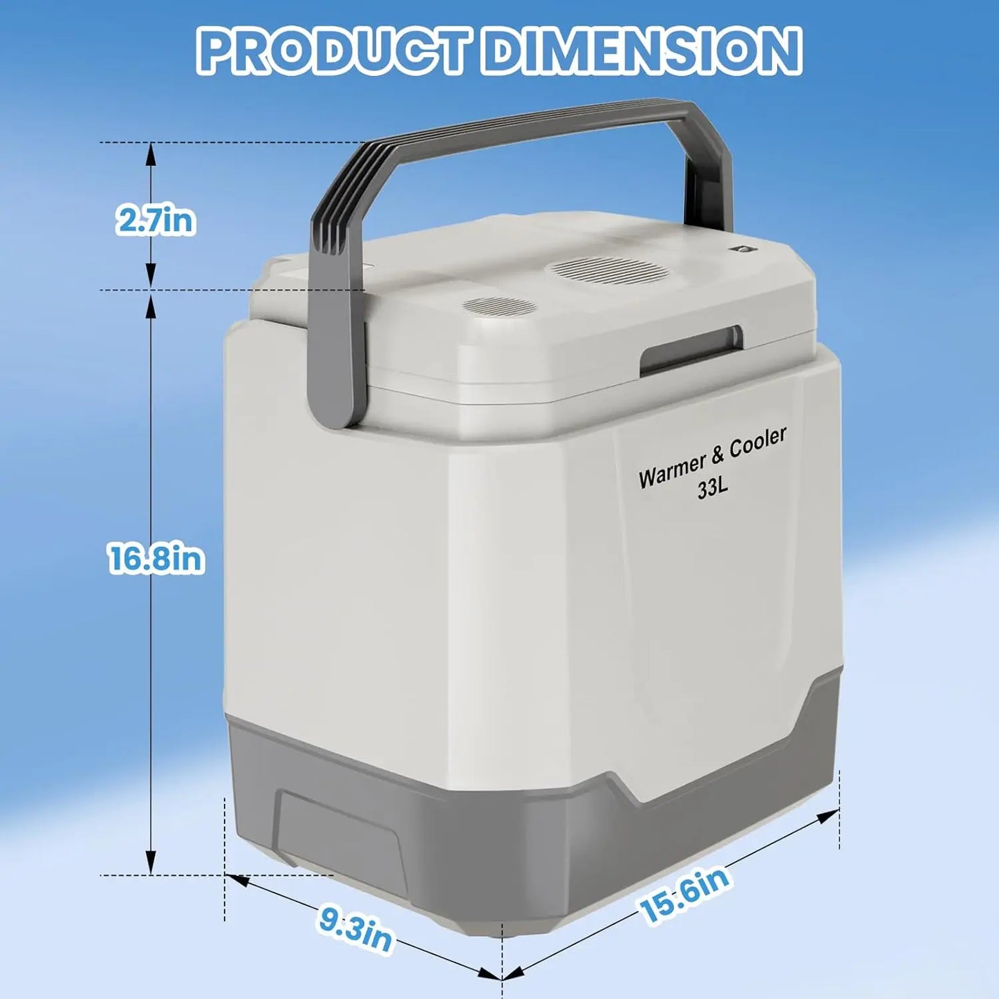 35 QT (33 L) Electric Cooler and Warmer Portable 12V Car Fridge/Freezer with Auto-Lock Handle 110V AC Home Power Cord