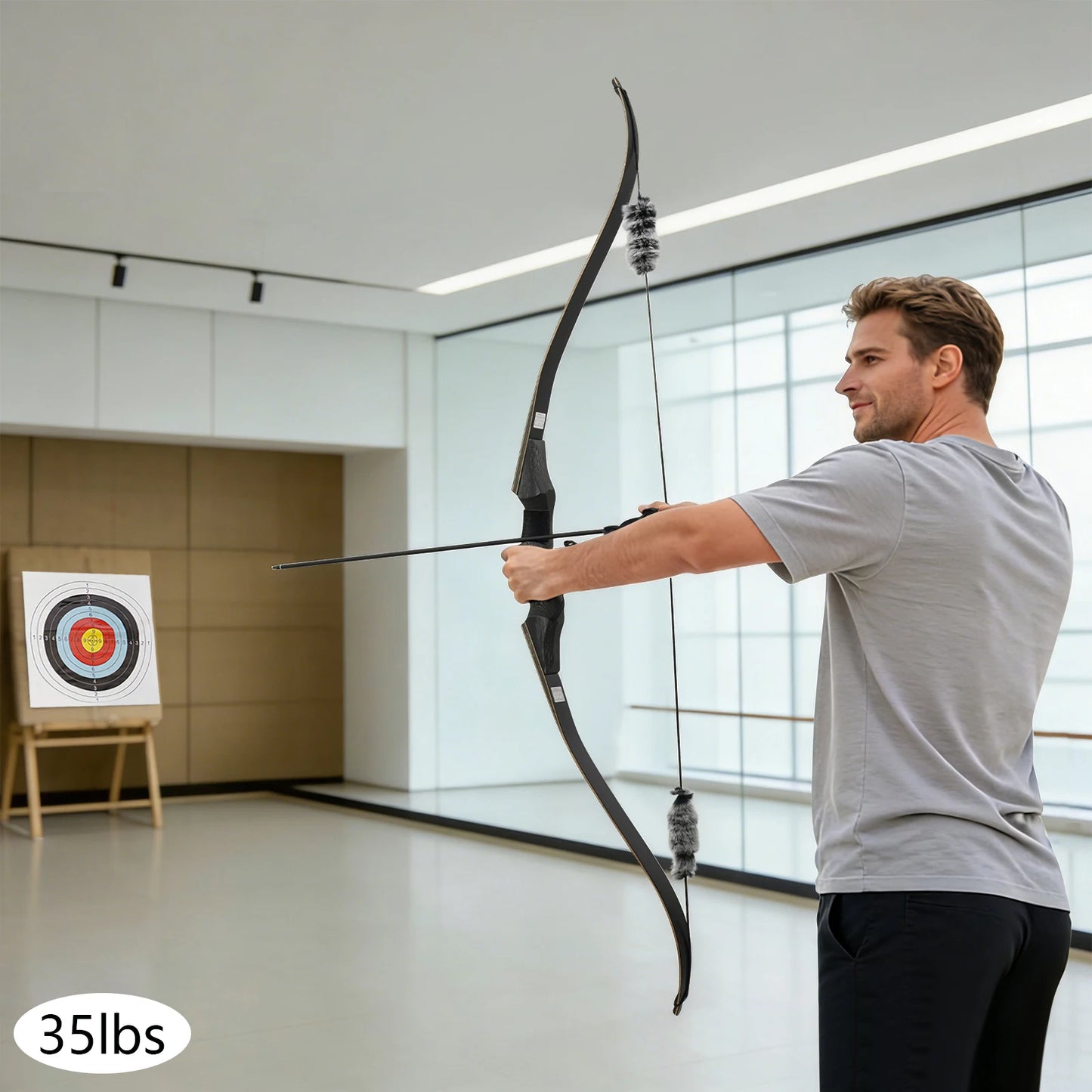 15.88kg/35lbs Takedown Recurve Bow, Wooden Recurve Bow, Recurve Bow Kit Used to Practice Basic Archery Posture, Aiming, and Release Techniques in a Backyard or at a Shooting Range