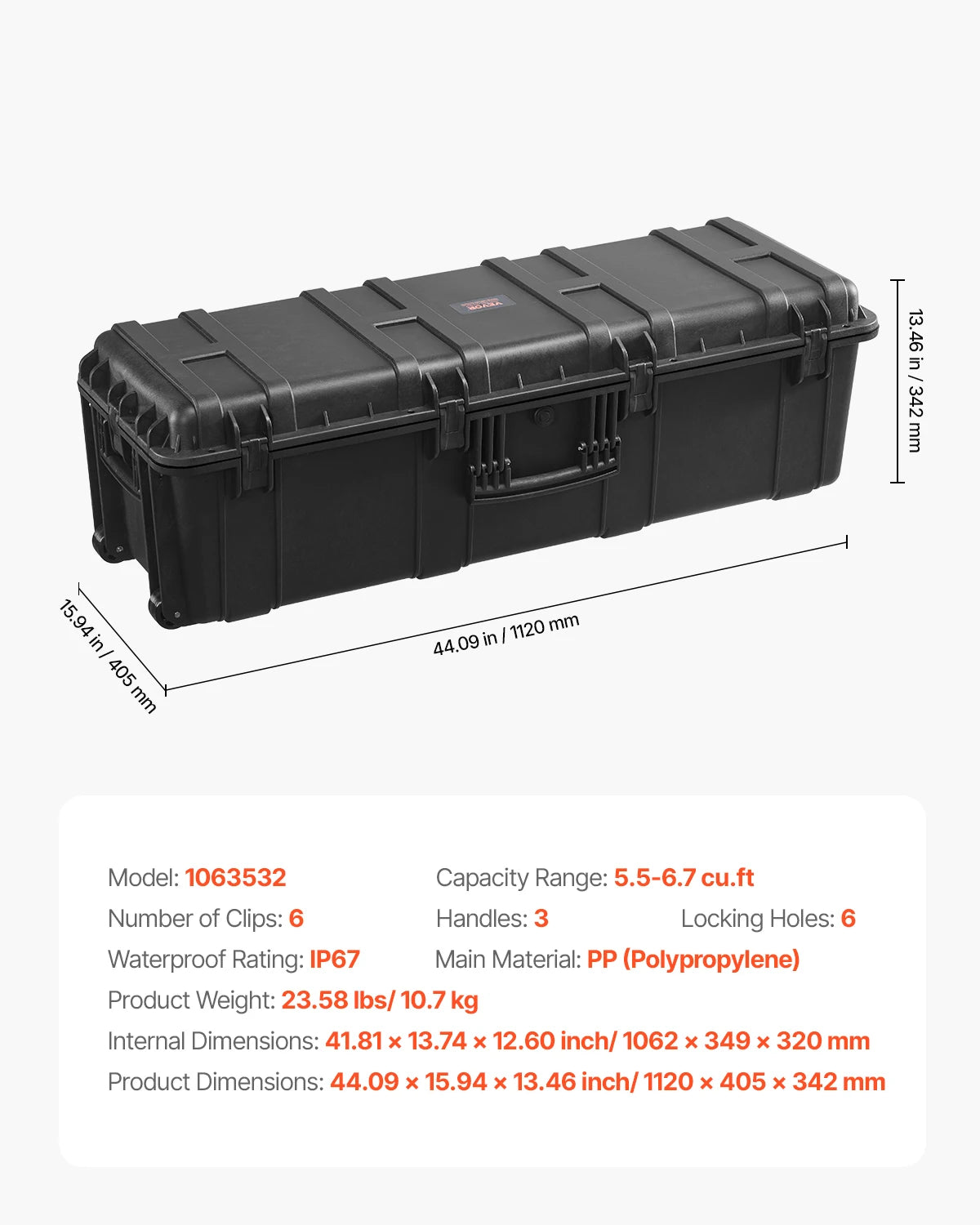 IP67 Weatherproof Hard Case Heavy Duty Protective Case w/ Pre-cut Foam and Handles for Travel Hunting Military Cameras