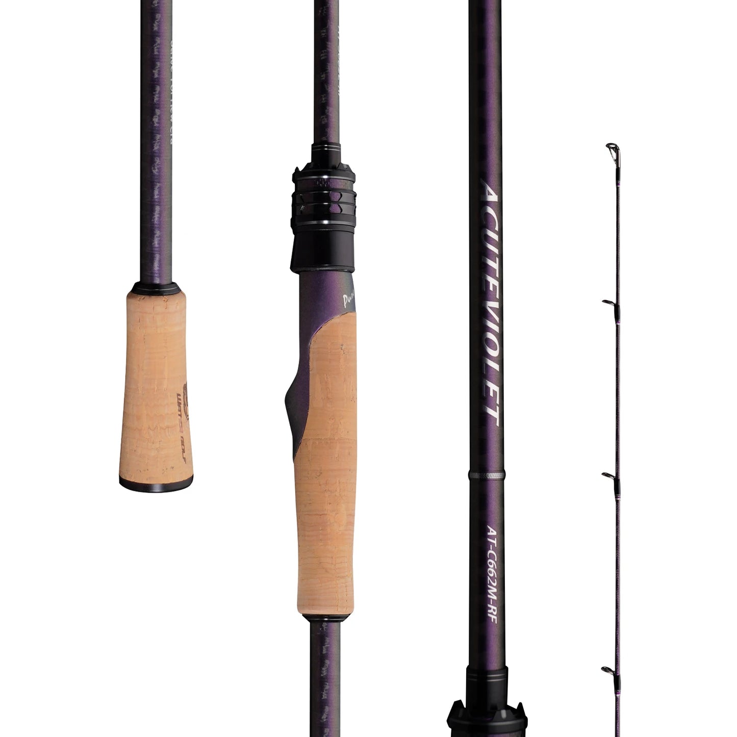 PURELURE ACUTEVIOLET Bass Fishing Rod Spinning Baitcasting Rod  36T Carbon Fiber Jerkbait Rod 2 Piece Regular Fast Action Titanium Frame Guide with Torzite Ring Carbon Reel Seat