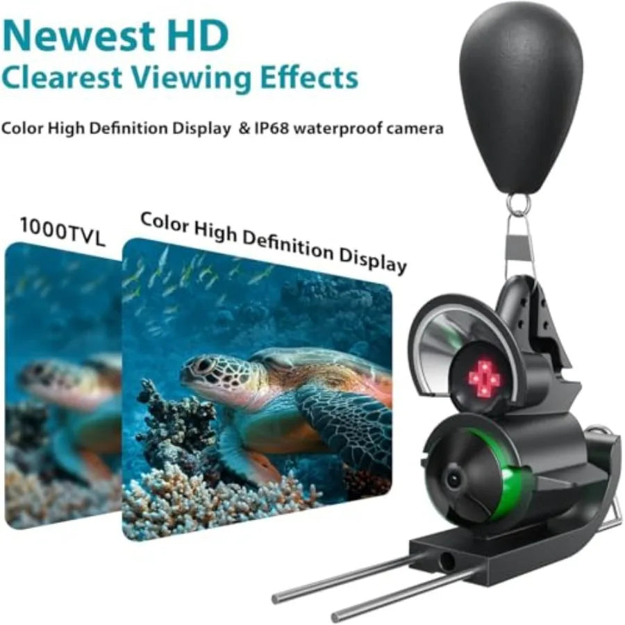 Underwater Fishing Camera for Boat Lake Kayak Ice Fishing, PVC Housing, Black, 5-inch HD LCD Display with 100ft Cable, 10000mAh