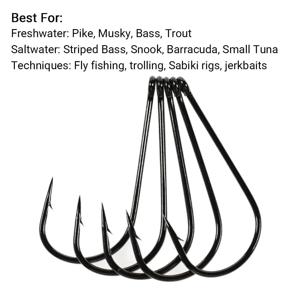 2X Strong Wide Gap Fishing Fly Tying Streamer Hooks for Pike/Bass/Musky/Saltwater  (Sabiki, Carnivore Big Game Streamer)