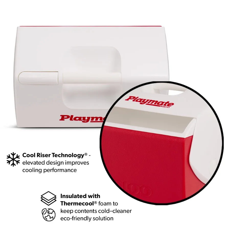 16 QT Playmate Elite Ice Chest Cooler for Outdoor Picnics and Tailgates, 30-Can Capacity, Durable Red Design with Leak-Proof Li