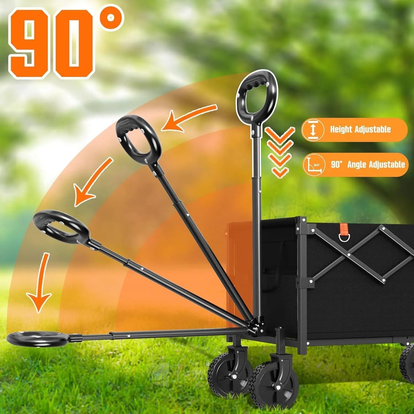 Foldable Utility Wagon Cart with 360° Wheels, Lightweight Shopping Cart for Grocery Camping Garden Beach
