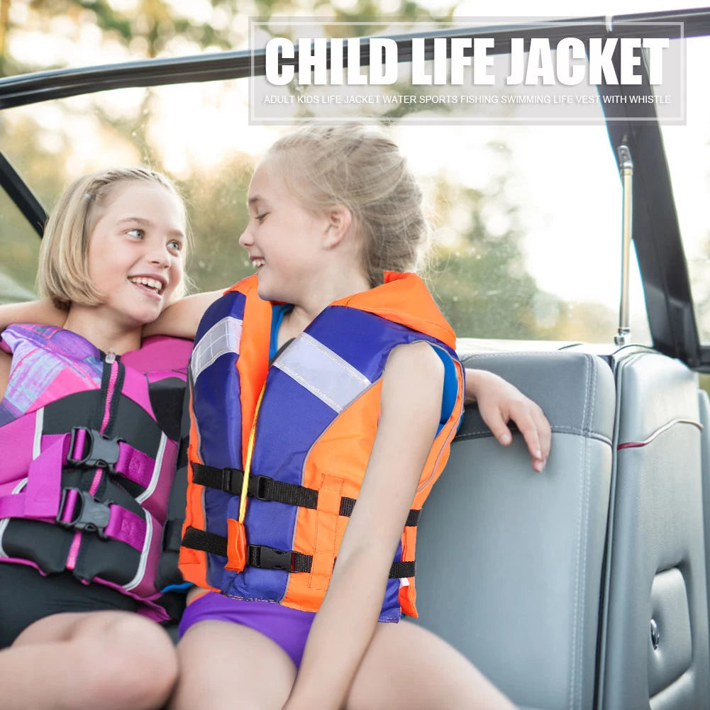 Wear- Life Vest Reflective Strip Life Jacket Vest 210D polyester with Whistle for Fishing Drifting Swimming