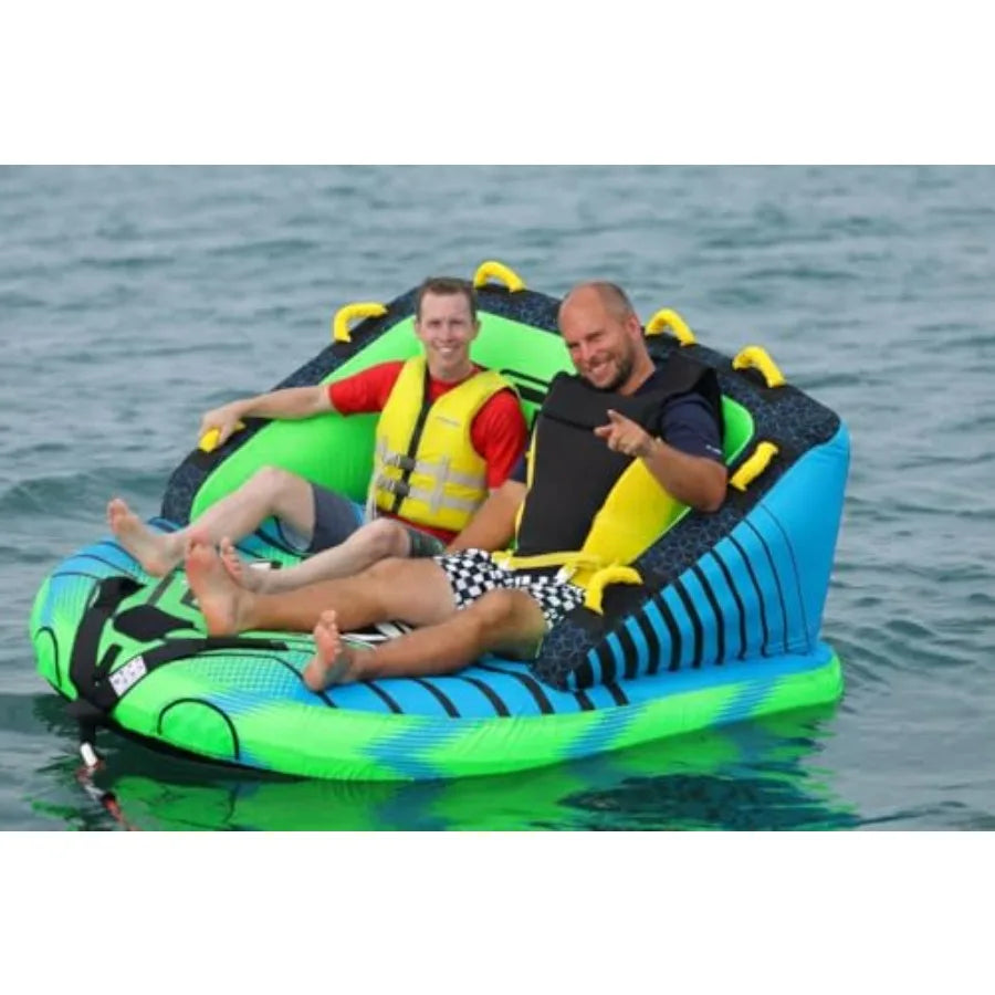 2-4 Person Towable Tubes for Boating Sofa Style Boat Tube Water Sports Inflatable Towables Tubes for Boats to Pull Dual Tow Poi