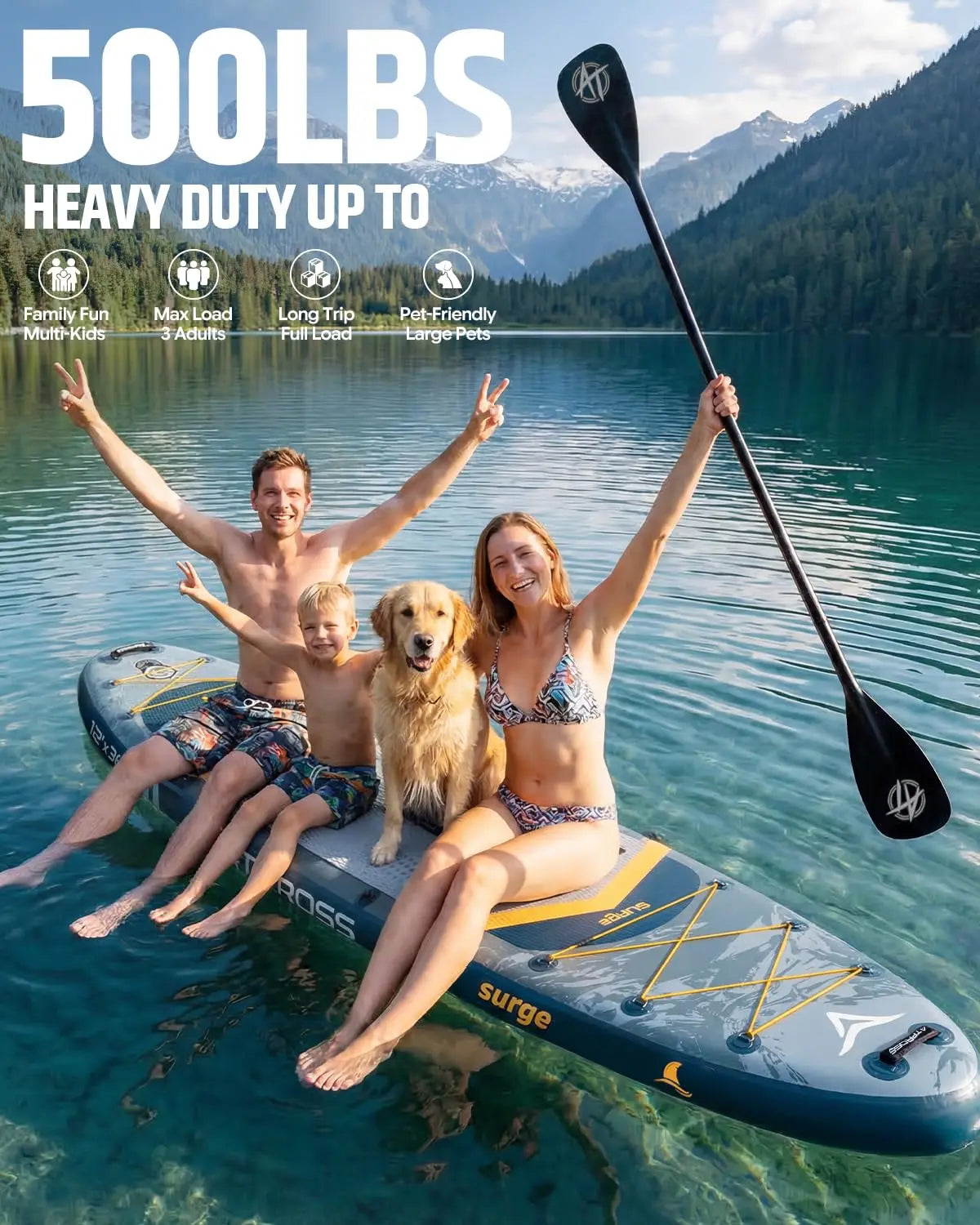 12'x36 Inflatable Paddle Board, 500lbs Extra Wide Stand Up Paddleboard for Adults with Premium SUP Accessories Kit &, Custom
