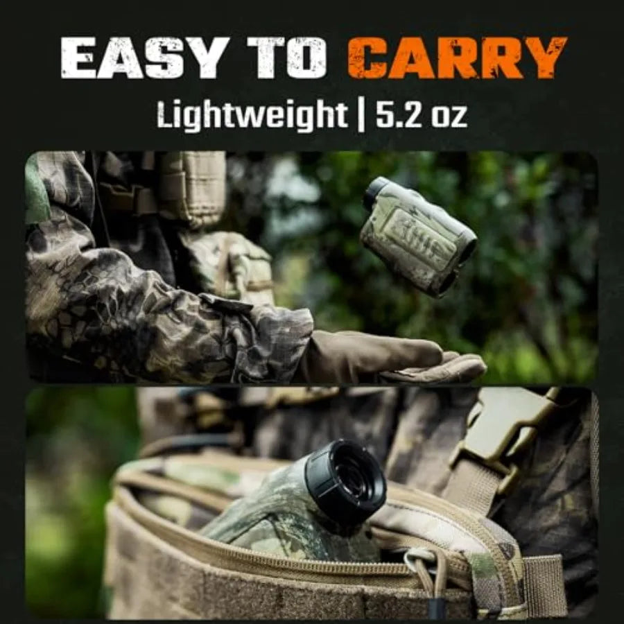 Precision Laser Range Finder for Hunting and Durable Use 6X Magnification 0.5yd Accuracy 656/1200Yd Range Rain Fog Mode 0.3s In