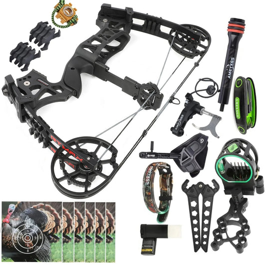 Compound Bow Dual-Use Shooting Set 40-70Lbs Adjustable Draw Weight 80% Let-off 20 Inch Axle to Axle Alloy Frame Supports Steel Ball & Arrow Shots for Adult Outdoor Target Practice Small Game Hunting Sports Gear