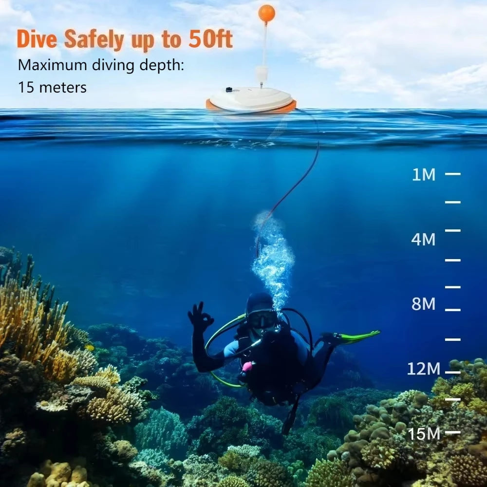 GOYOJO Scuba Diving Ventilator Snorkel Tankless Dual Users Portable Underwater Equipment Device Waterproof Rechargeable 15M 7H