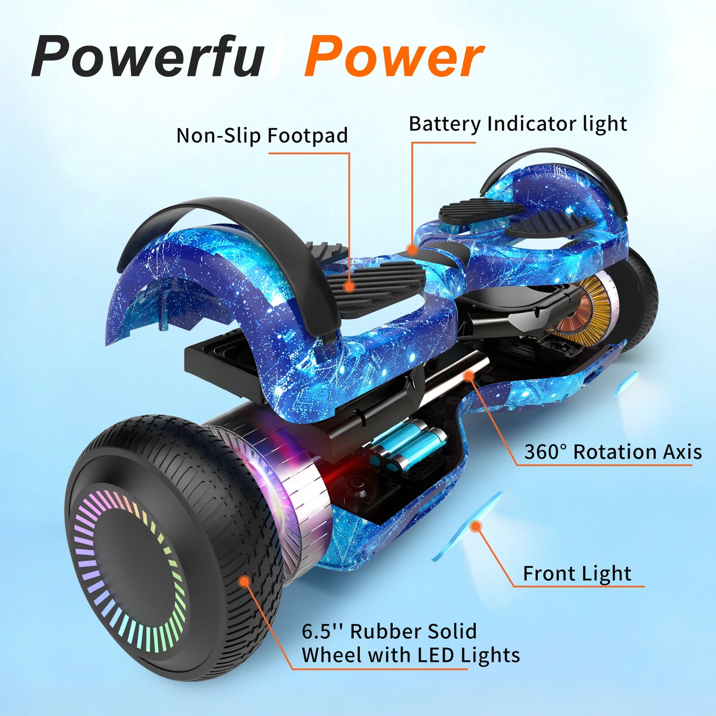 Commugo Self-Balancing Scooter with Bluetooth Speaker, APP Control, LED Lights, All Terrain Hoverboard for Kids Adults, All Ages