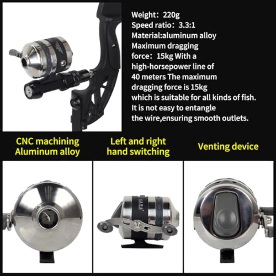 53 Takedown Recurve Bowfishing Combo Kit 30/40 LBS Right Hand Only with Fishing Reel Solid Arrows Complete Outdoor Fish Hunting