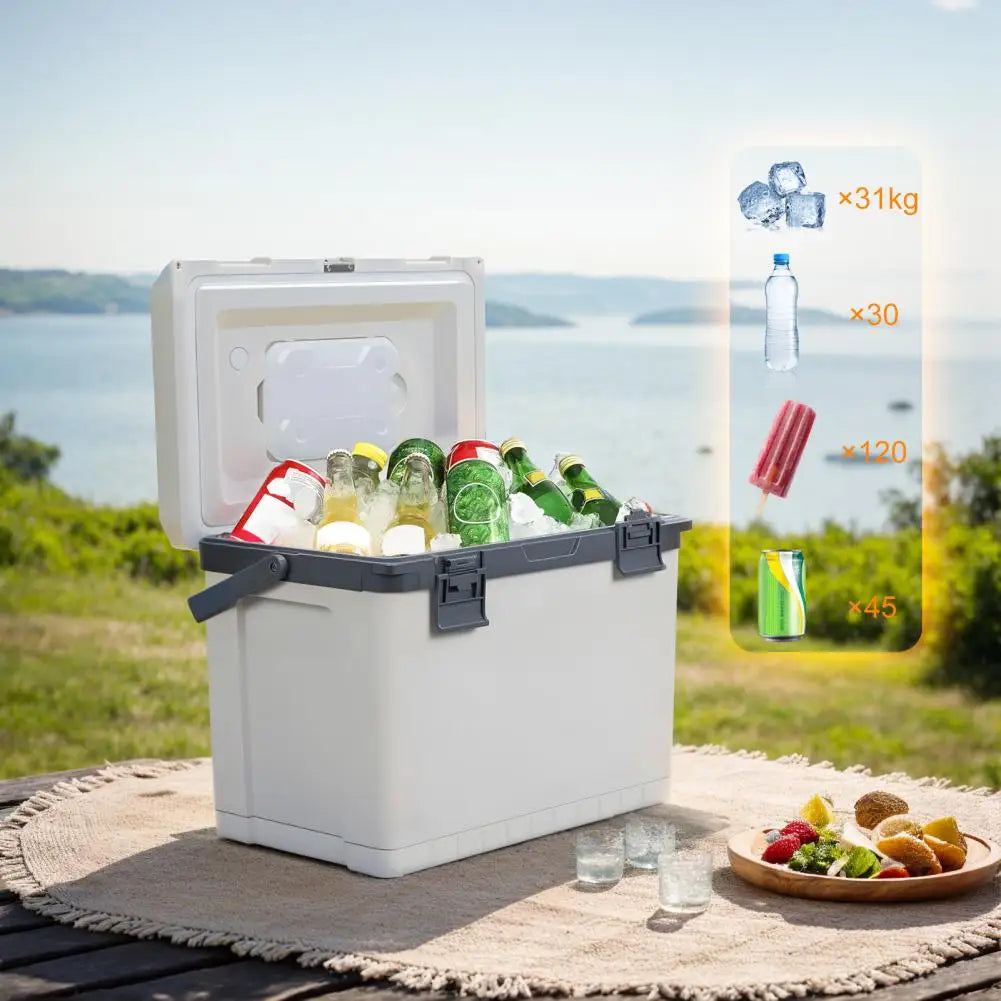 Ice Chest Box, 72~108 Hours Insulated Portable 30 Quart Hard Cooler, Holds 45 Cans Of 330ml Drinks Outdoor Portable Cooler
