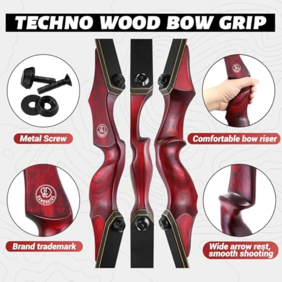 60'' Archery Longbow and Arrow Set for Adult Takedown Wooden Longbow with Arrow Quiver Competition Long Bow for Hunting Right H