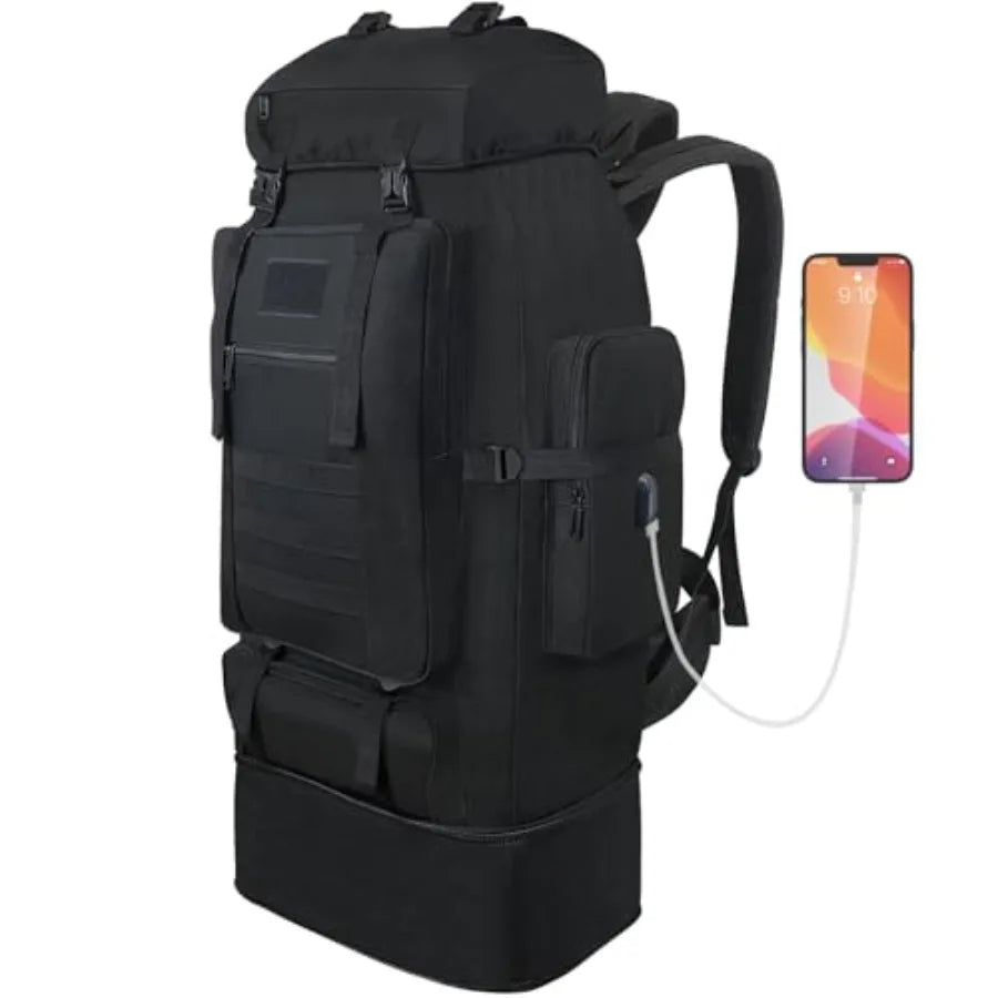 Hiking Backpack, 100L Large Camping Backpack, Expandable Waterproof MOLLE Rucksack, Outdoor Sport Travel Daypack Military Tacti