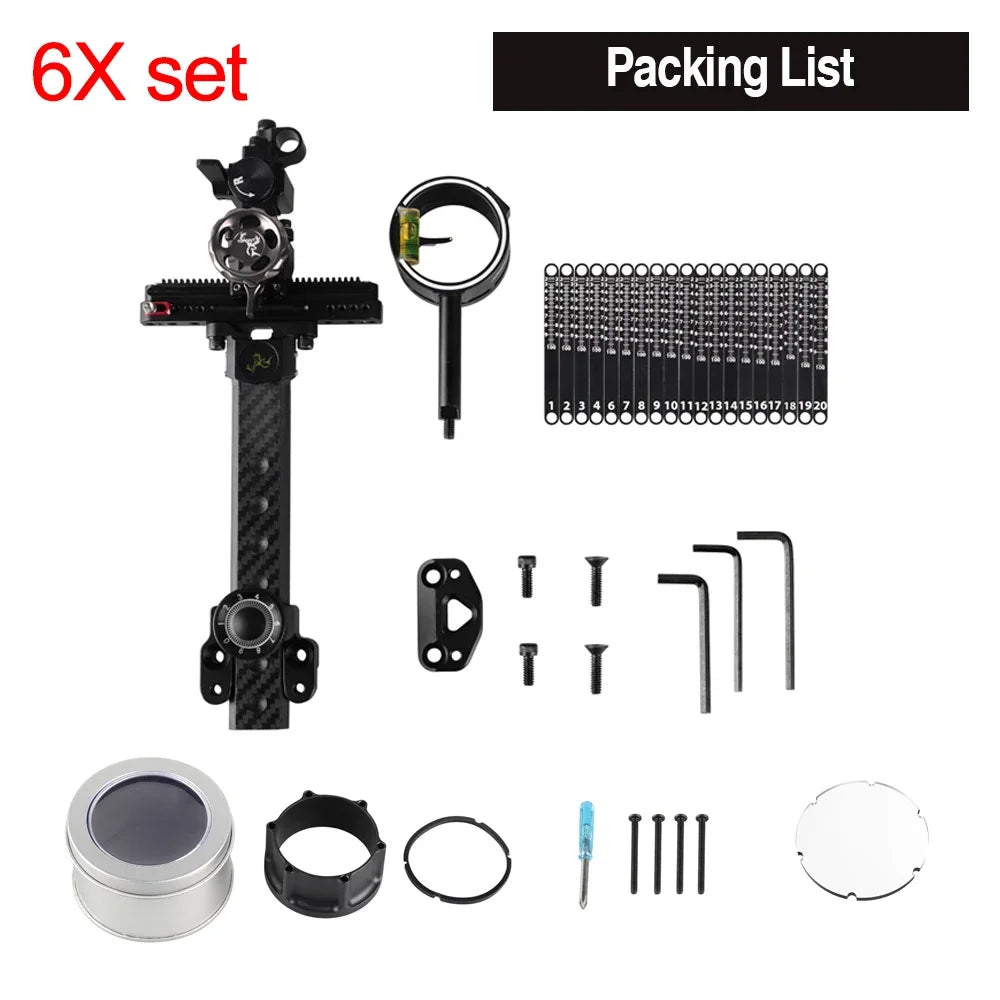 1pc 4/6/8x Lens Compound Bow Single Pin Sight Carbon Fiber Rod Adjustable for Bow Outdoor Hunting Shooting Bow Aiming Tool