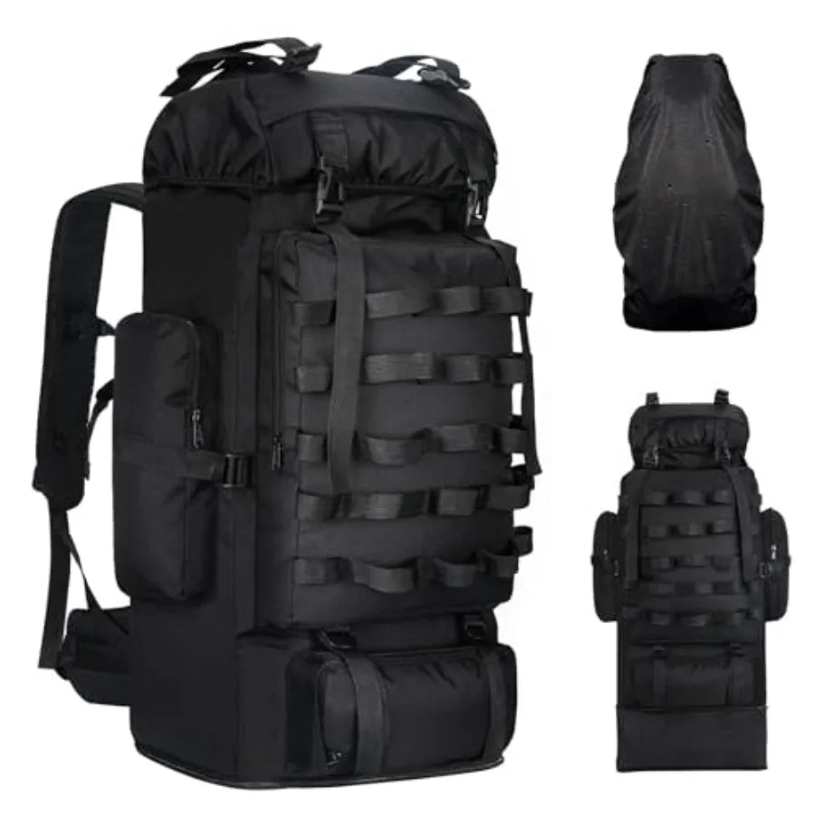 70L/100L Camping Hiking Backpack with Rain Cover, Expandable Large Military Tactical Backpack, Waterproof Molle Racksack Travel