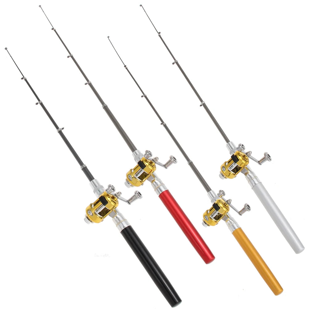 Fishing Rod Reel Combo Set Mini Telescopic Pocket Pen Fishing Rod Pole Pen Fishing Pole Kit for Outdoor River Lake Fishing