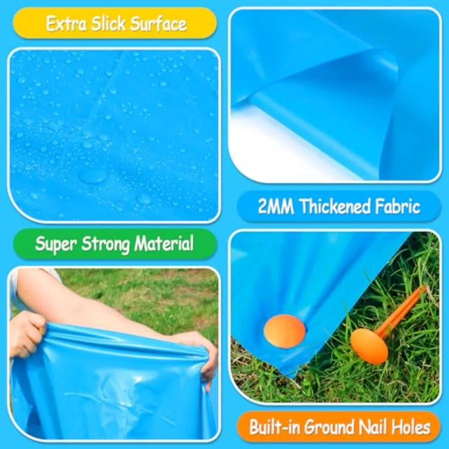 40'x7.5' Slip Lawn Water Slide - Giant Outdoor Backyard Summer Party Water Slide with 2 Bodyboards and 20 Stakes Heavy Duty PVC