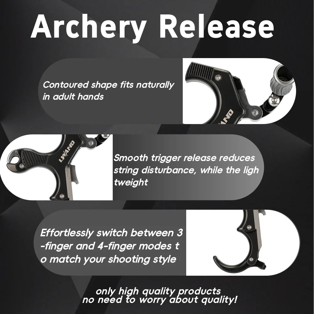 3/4 Finger Bow Release Thumb Trigger Caliper Aluminum Copper Material for Compound Bow Hunting Shooting Accessories