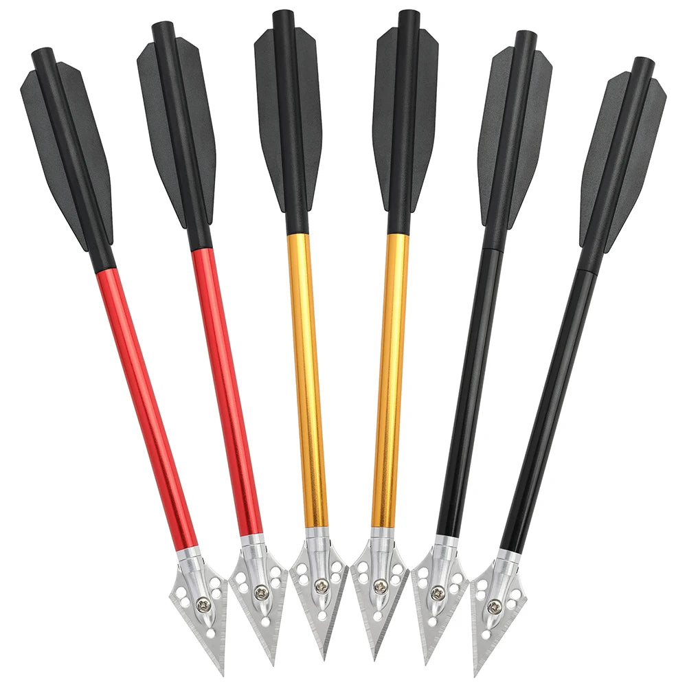 12pcs Archery Aluminium Arrows Black/Gold/Red 6.7 inch Crossbow Bolt Blade Arrowheads Hunting Shooting Target Outdoor Sports