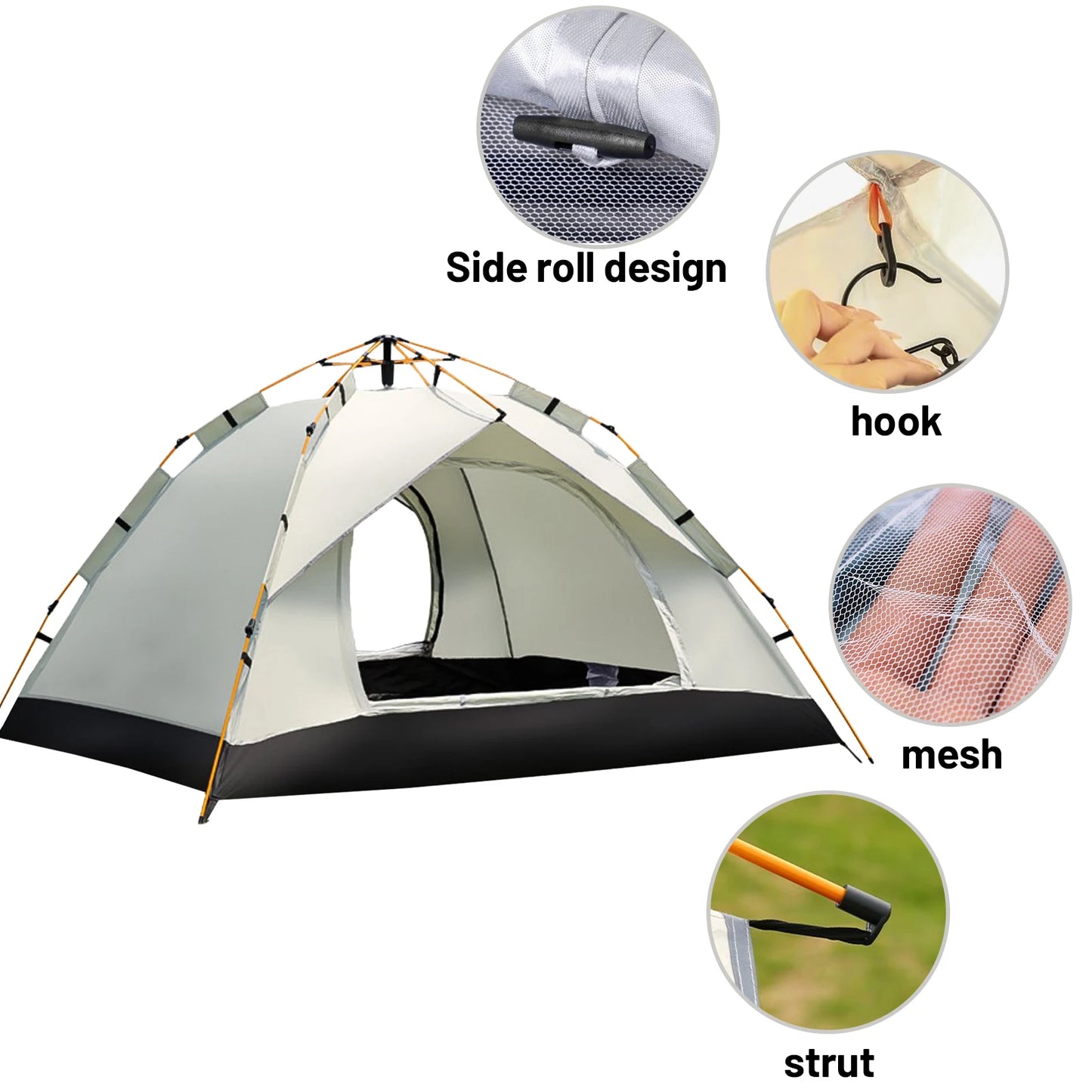 Large Auto-Pop Silver Shelter - Portable Instant Sun & Rain Tent for 3-4 People, Perfect for Beach, Camping & Travel