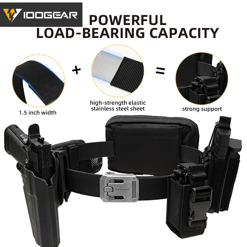 IDOGEAR 1.5" Tactical Ratchet Belt 1000D Nylon No Holes Quick-Release Slide Buckle for Hunting Airsoft Outdoor 3446