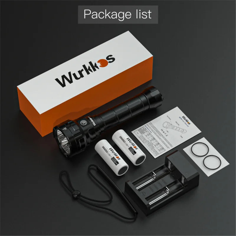 Wurkkos DL70 Diving Flashlight Super Bright Rechargeable 26650 Battery 13000 Lumens Professional Diving Outdoor Flashlight