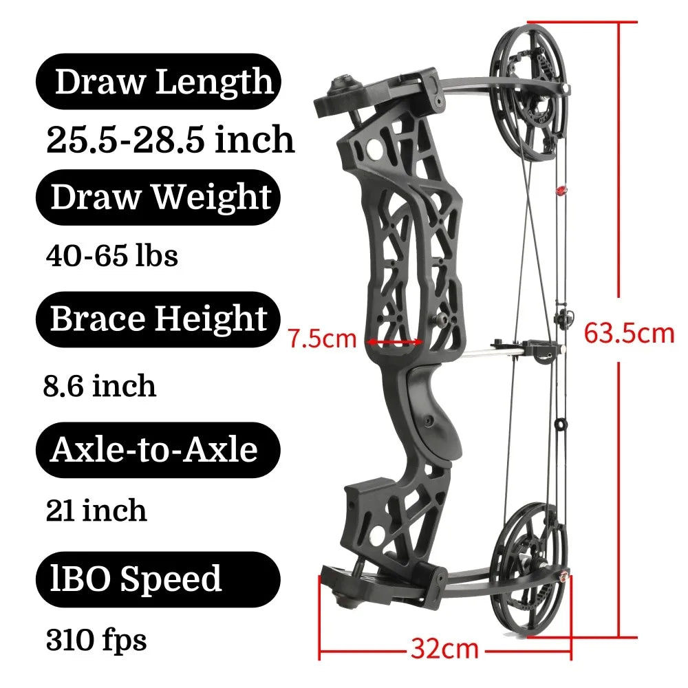 40-65lbs Archery Dual-use Compound Bow Set Aluminum Alloy Riser Left/Right Handed for Hunting Shooting Training Accessories