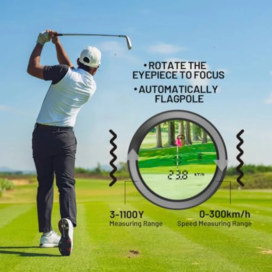 Golf Hunting Range Finder 1102Yards Rechargeable Laser Rangefinder with Slope Magnetic Distance Flag Scan Speed Black