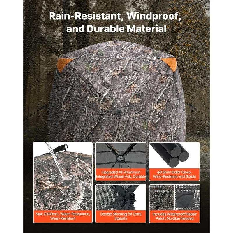 270° See-Through Pop-Up Deer Blind for 4-5 People, Portable Hunting Tent with One-Way Mesh, Carrying Bag, Ideal for Turkey and Deer Hunting