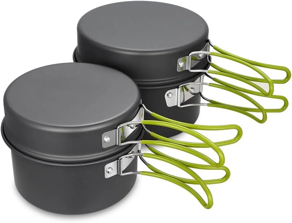 Non-Stick Camping Cookware Set - Lightweight, Portable 11-Piece Mess Kit with Pots, Pan, Bowls, and Storage Bag for Outdoor Hiking