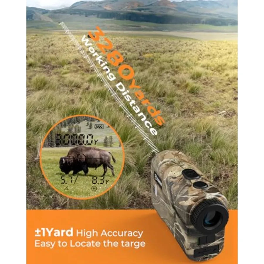 Hunting Range Finder 3280 Yards Rechargeable Laser Rangefinder 6X Magnification 7 Modes with Slope Distance Angle Speed Scan Wa