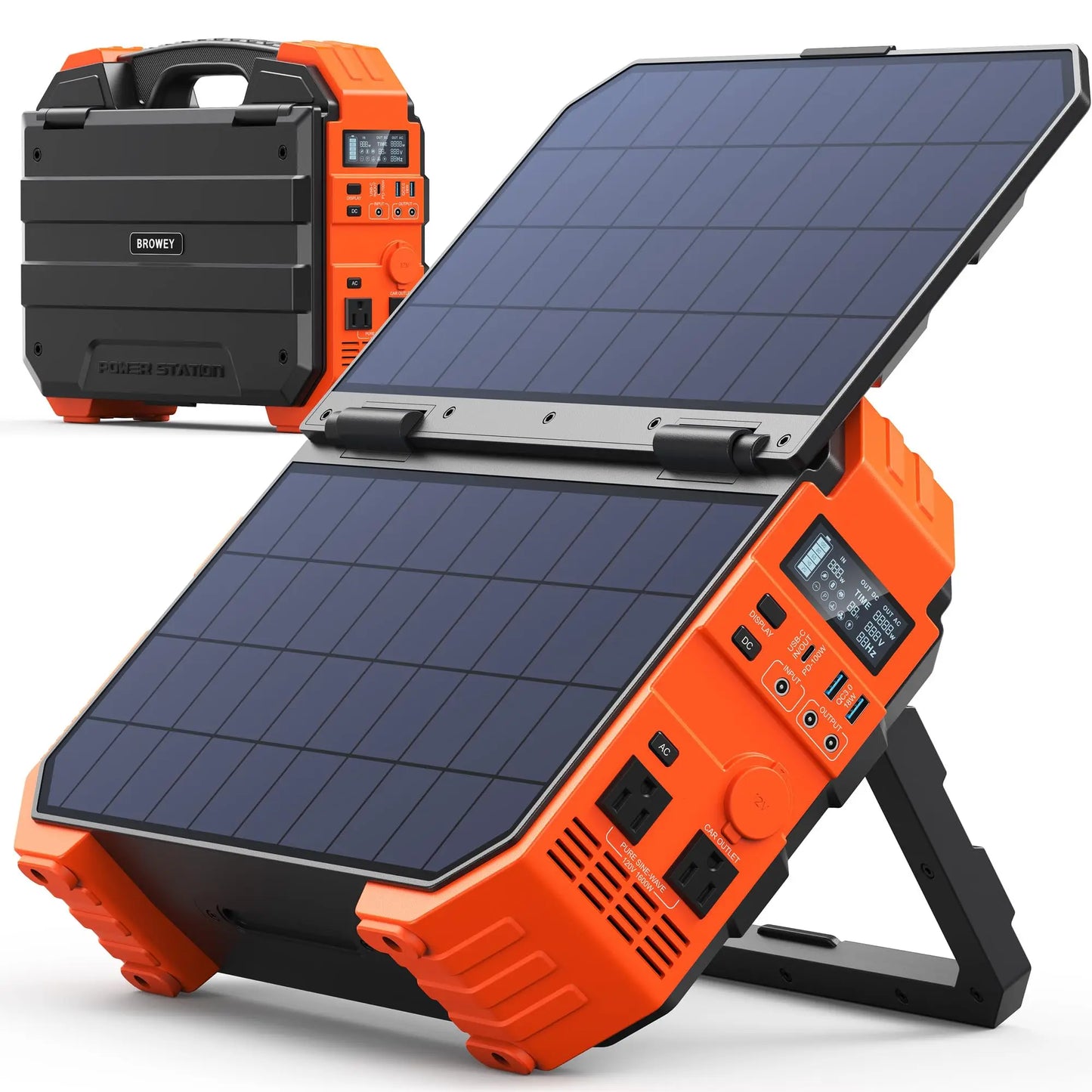 1600W (3200W Peak) Portable Power Station, 1024Wh LiFePO4 Battery With Built-in Solar Panel, 100W USB-C PD, Solar Generator